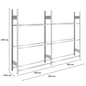 PROREGAL Reifenregal Tire Pro, verzinkt, 3 Ebenen, Fachlast 150kg, für bis zu 14 Reifen pro Ebene.