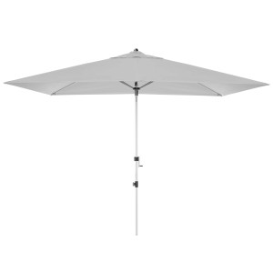 Grauer, rechteckiger Doppler Marktschirm Expert 200x300 cm mit Knickfunktion.