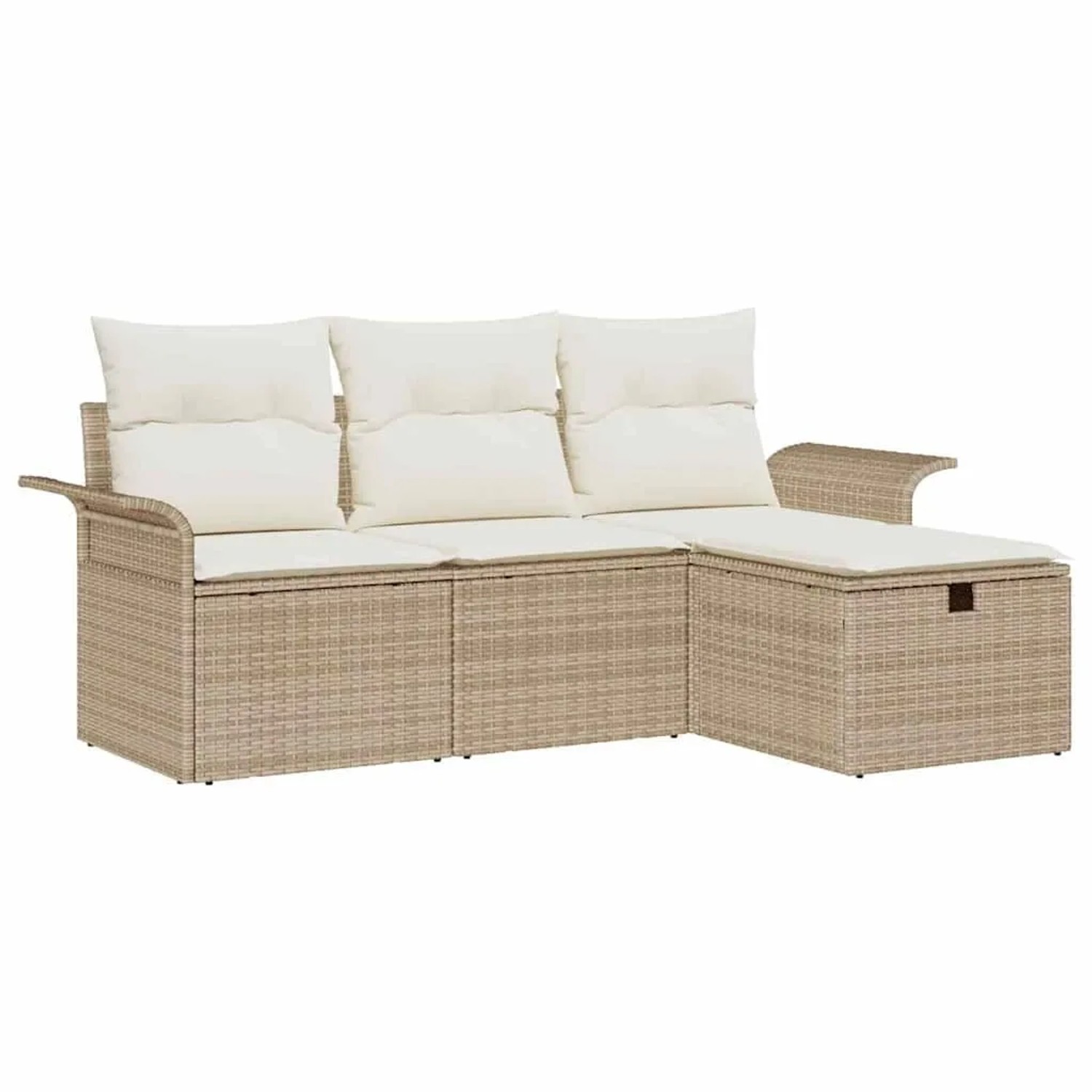 vidaXL Gartensofa-set mit Kissen 4-Tlg Beige und Creme Poly-Rattan 3358850 günstig online kaufen