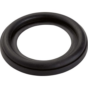 Schwarze Gummidichtung für Wannenüberlauf, Ø 70 mm, zur Sanitärinstallation.
