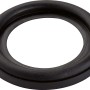 Schwarze Gummidichtung für Wannenüberlauf, Ø 70 mm, zur Sanitärinstallation.