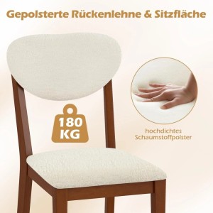 Costway Esszimmerstühle 2er Set Küchenstuhl mit Gummibaumholzbeinen
