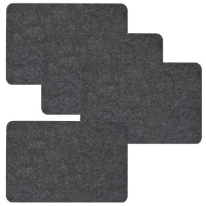 DuneDesign 4er Set Filz Tischsets, 43x30cm, grau, abwaschbar. Platzsets für Esstisch und Tischdeko.