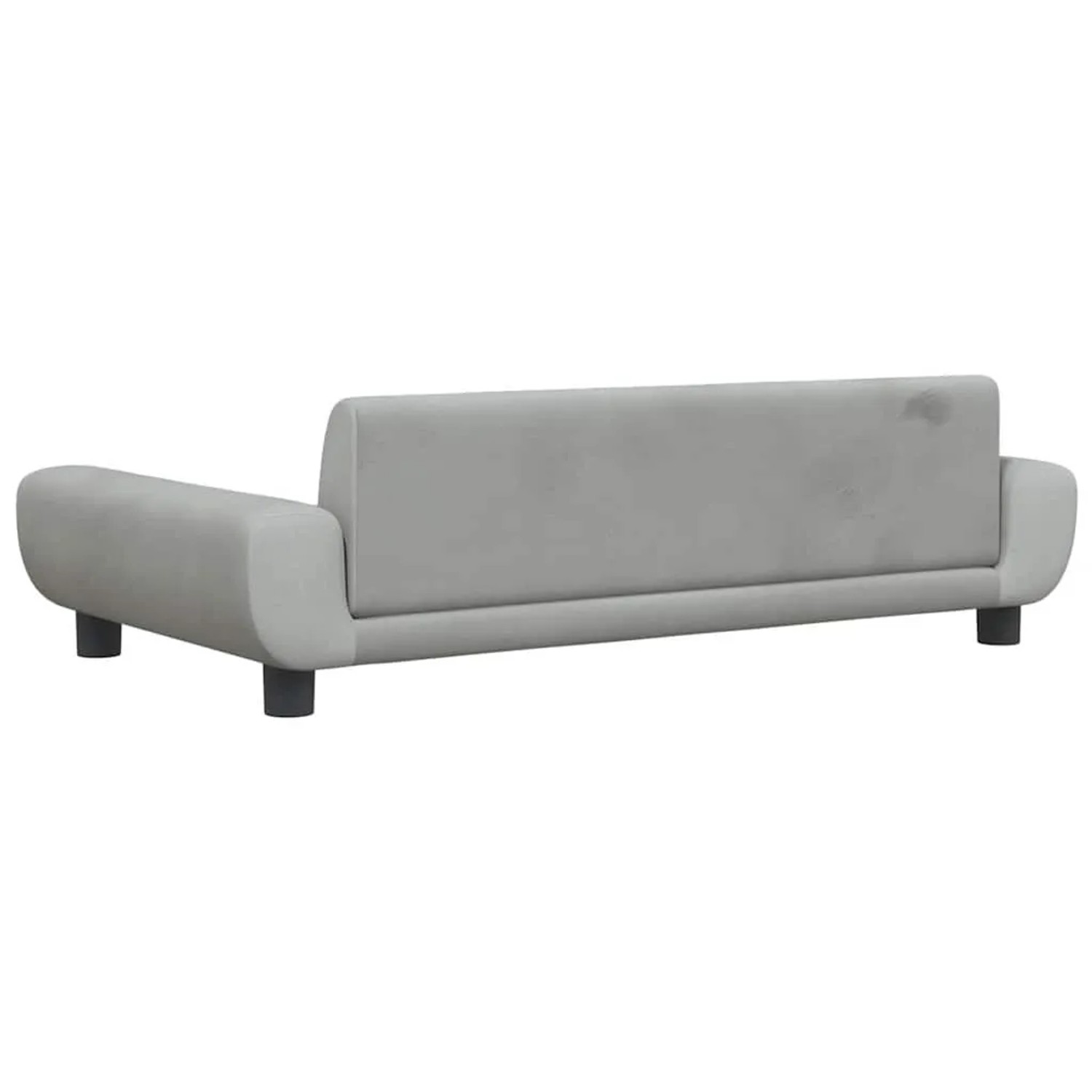 Hellgraues vidaXL Hundebett aus Samt, 100 cm breit. Gemütliches Hundesofa mit Rückenlehne und einer Armlehne.