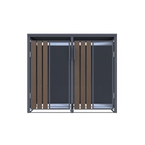 FM-SOLAR Mülltonnenbox Holz/Plexiglas für 2 Mülltonne