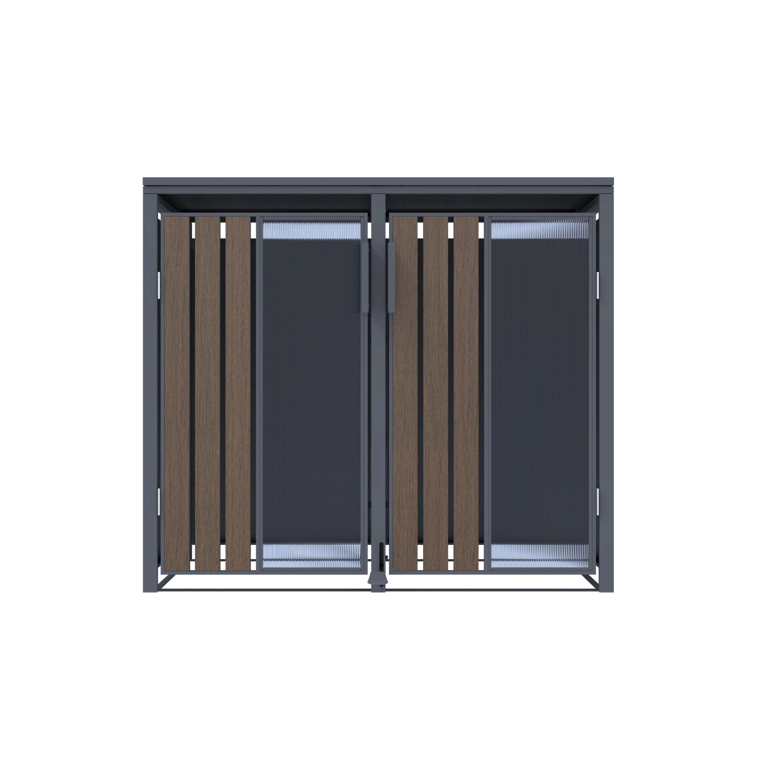 FM-SOLAR Mülltonnenbox Holz/Plexiglas für 2 Mülltonne