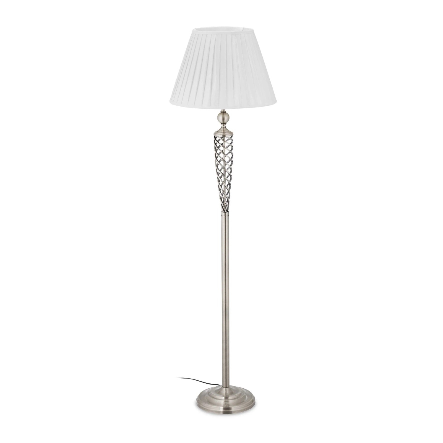 Relaxdays Stehlampe Eisen Stoff Weiß Silber Fußschalter 157 cm x 42 cm 4 kg