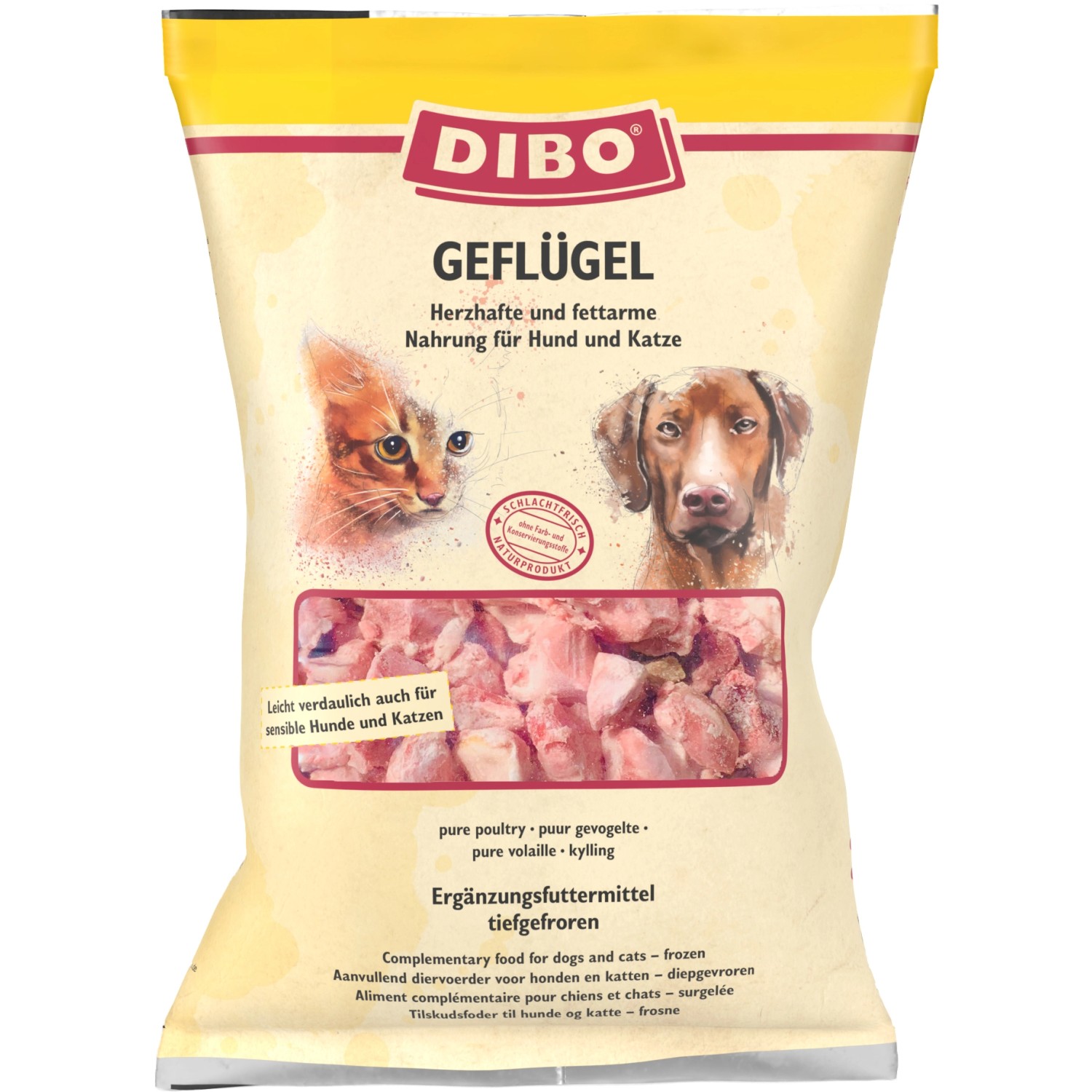 Dibo Hunde- und Katzen-Barf- und Frostfutter Geflügel 2 kg