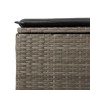 Detailaufnahme: Grauer Rattan Garten-Fußhocker mit dunklem Kissen, Teil der vidaXL Sofagarnitur.
