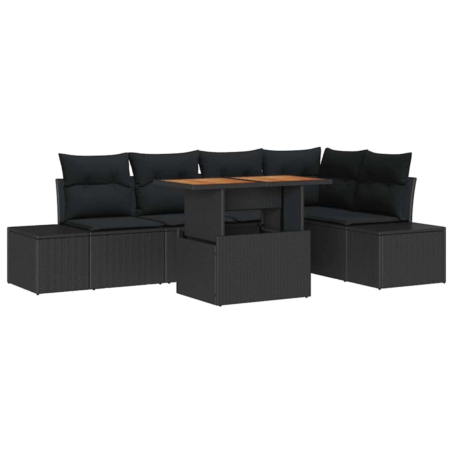 vidaXL Garten-Sofa-Set mit Speicher 6-Tlg Schwarz Poly Rattan 3358704 günstig online kaufen