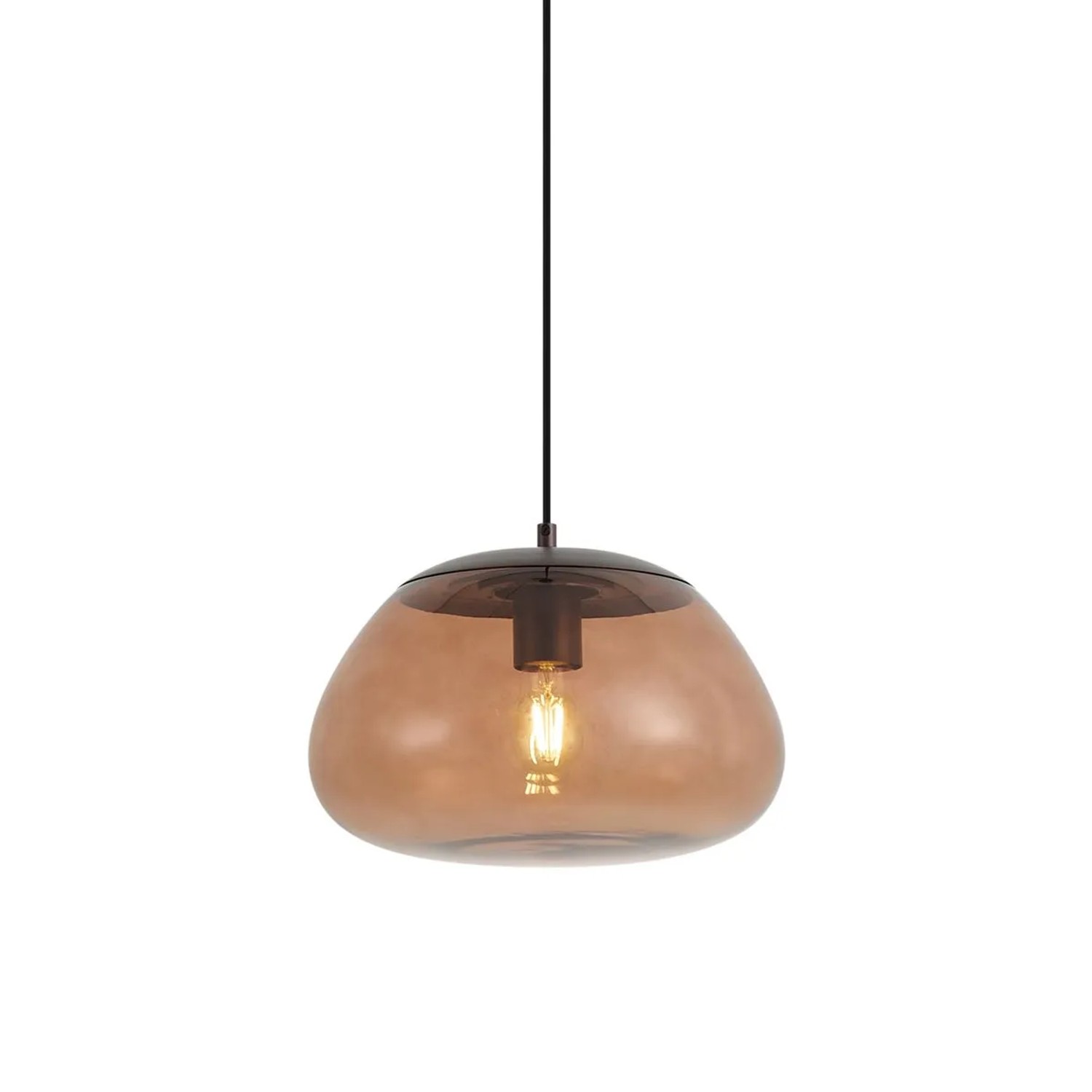 QAZQA Retro Hängelampe Braun mit Braunem Glas Giselle