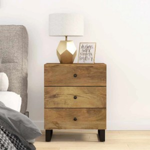 vidaXL Nachttisch 50x33x62 cm Massivholz Mango & Holzwerkstoff 350663