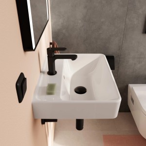 Hansgrohe Handwaschbecken Xanuia Q, 45x34 cm, Weiß, mit Armatur. Modernes Design für kleine Bäder.
