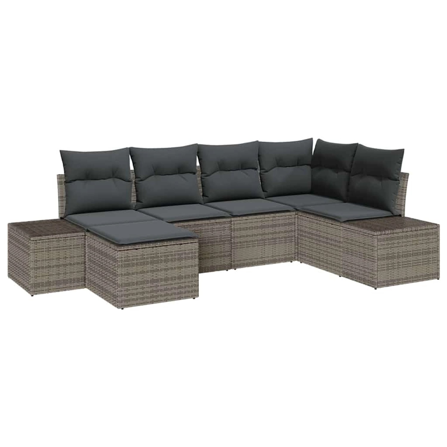vidaXL Garten-Sofa-Set mit Kissen 6-Tlg Grau Poly Rattan 3347129 günstig online kaufen