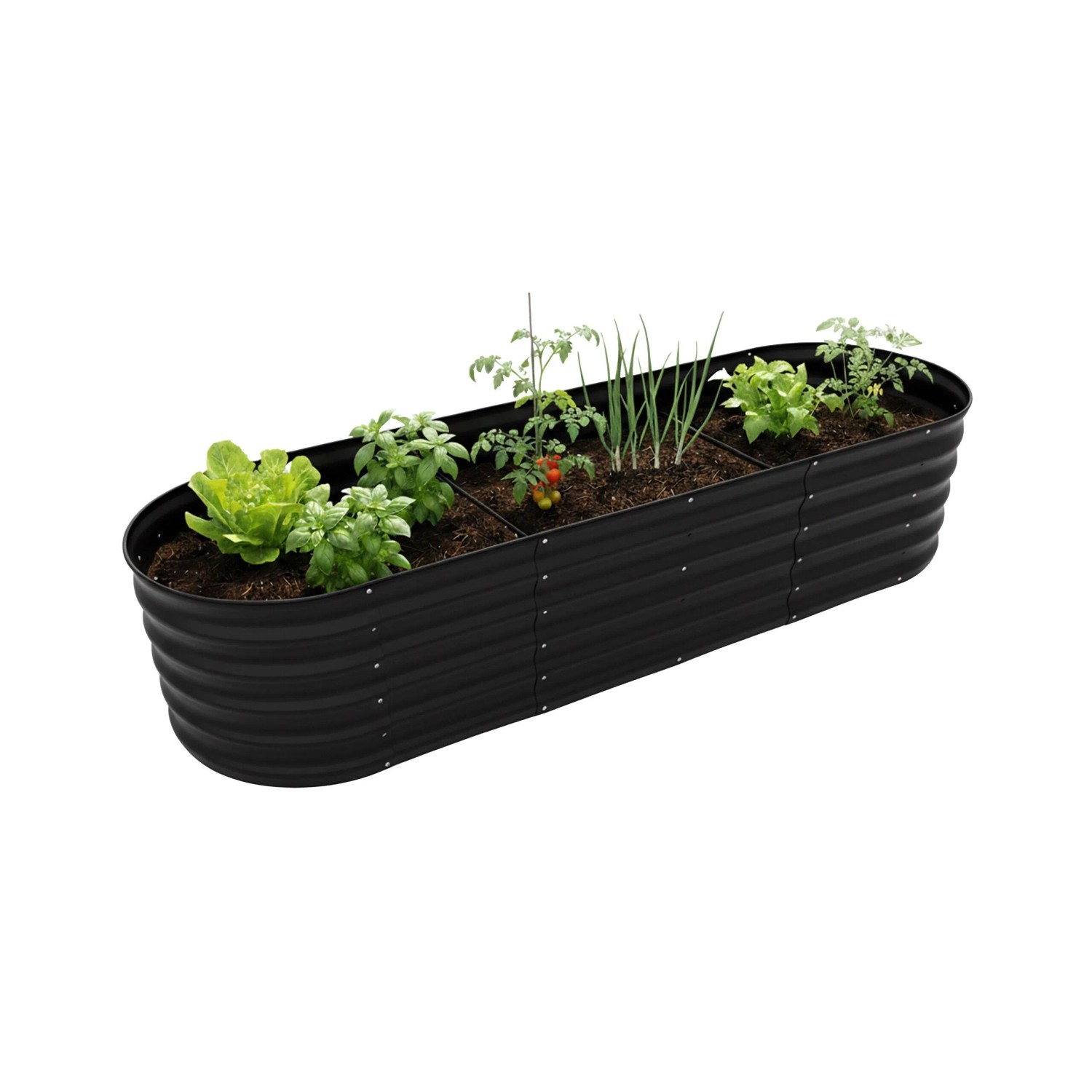 Relaxdays Hochbeet Metall Schwarz Halbrund 45 cm x 200 cm x 60 cm 11,9 kg