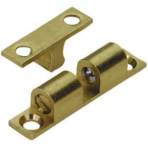 Kugelschnäpper, 60 mm, Messing matt, mit Gegenplatte zum Anschrauben.