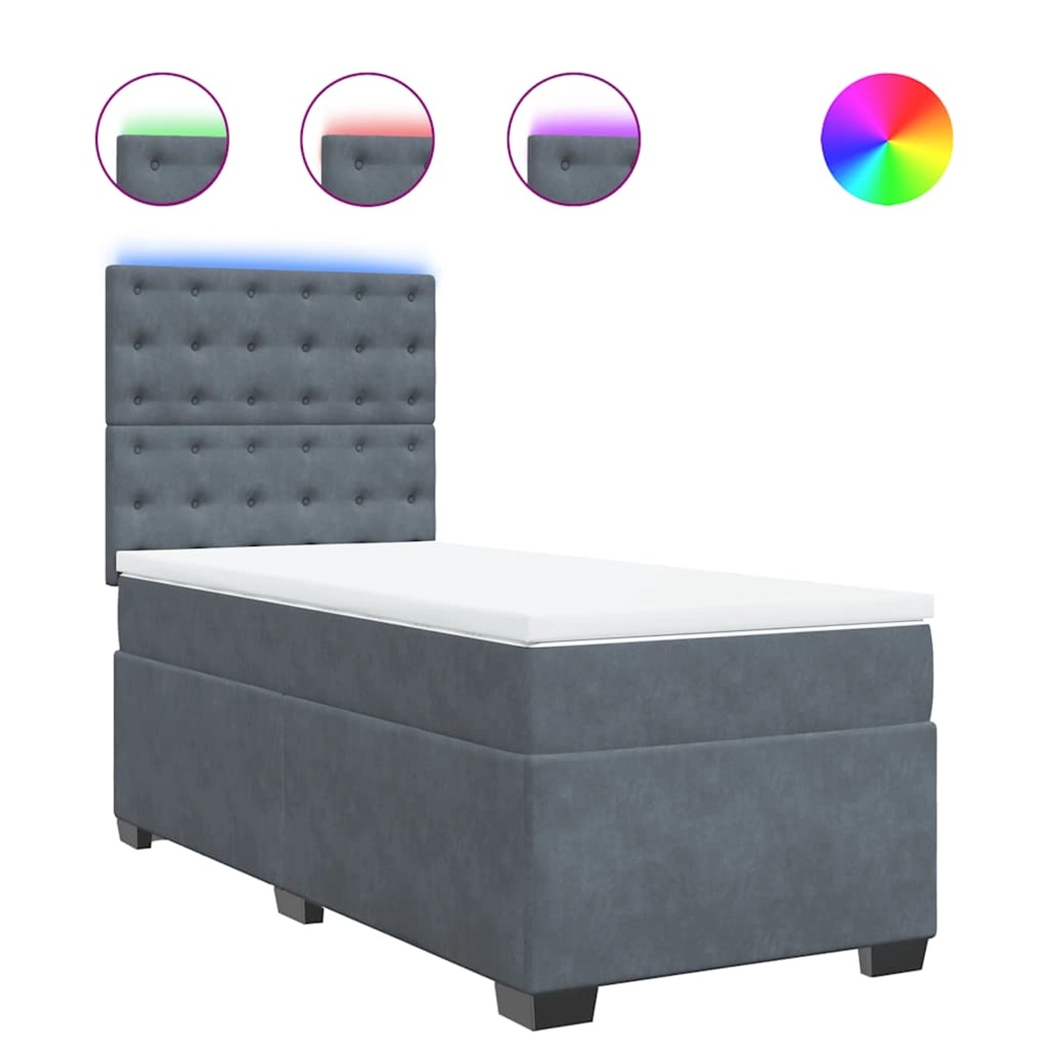 vidaXL Boxspringbett mit Matratze Dunkelgrau 90x190 cm Samt 3293099 günstig online kaufen