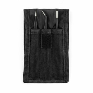 iFixit Pinzetten-Set, 3-teilig, in schwarzer Tasche. Präzisionswerkzeug für Elektronik und Modellbau.