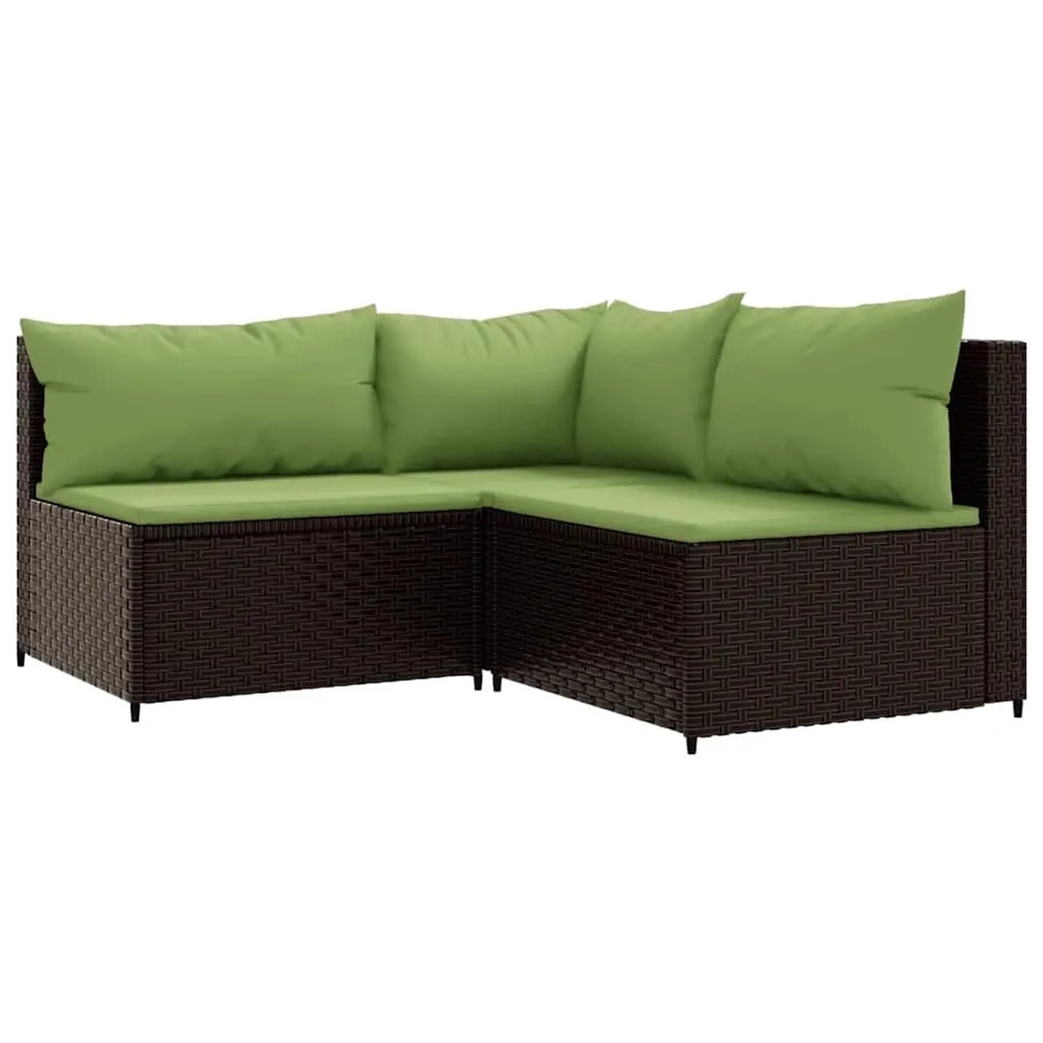 vidaXL 3-Tlg Garten-Lounge-Set mit Kissen Braun Poly Rattan 319828