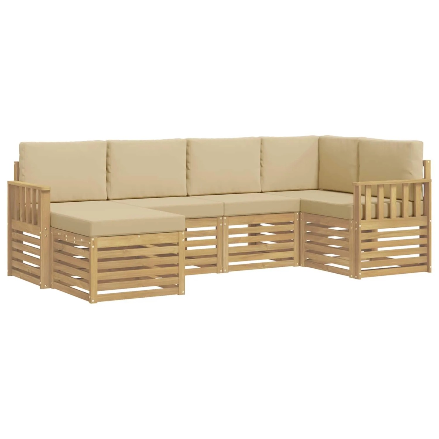 vidaXL Outdoor-Sofagarnitur 6-Tlg Weiß und Beige 247 x 128,5 x 73 cm 3392108