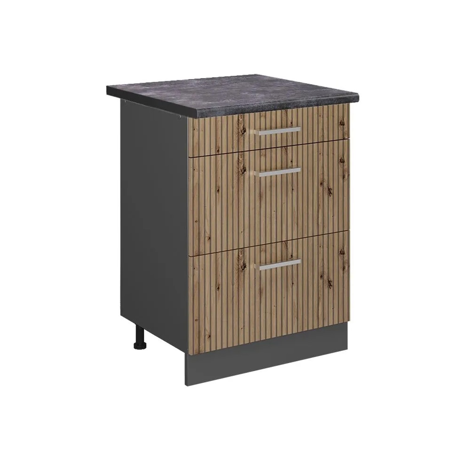 Vicco Küchenunterschrank R-Line Artisan-Eiche Anthrazit 60 cm mit Schubladen AP Anthrazit
