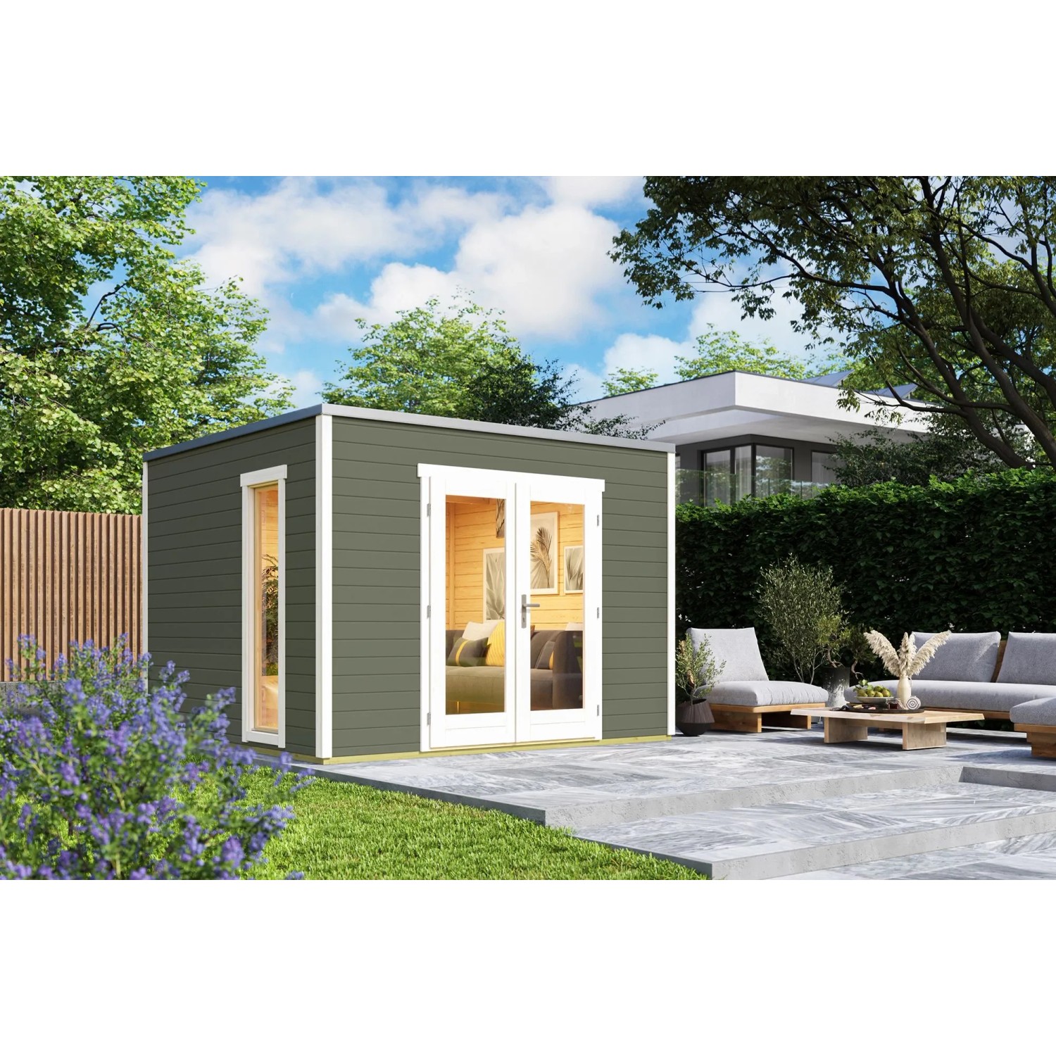 Lasita Gartenhaus Palermo 1 Grau-Grün 294,4 cm x 300 cm