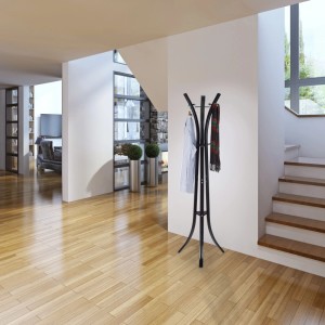 Relaxdays Garderobenständer Metall Schwarz 9 Haken 175 cm x 55 cm x 55 cm 5 kg