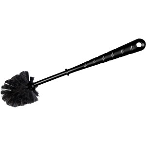 Schwarze Bürstenmann WC-Bürste mit gewellten Borsten aus stabilisiertem PP.