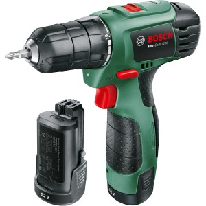 Bosch EasyDrill 1200 Akku-Bohrschrauber mit Akku, 12 V, im grünen Design.