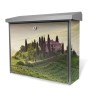 Edelstahl Briefkasten mit Toscana Motiv. Wetterfester Postkasten ohne Zeitungsfach, 38.5x31.5x12cm.