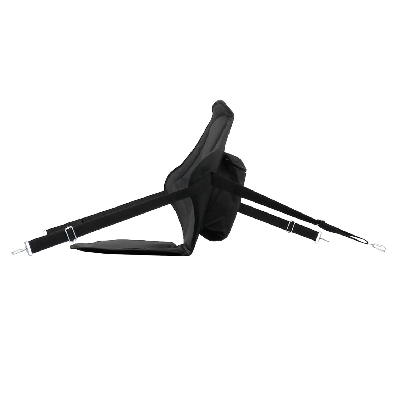 Schwarzer Kajak Sitz von ECD Germany mit verstellbarer Rückenlehne und Befestigungsgurten für SUP Paddle Board.
