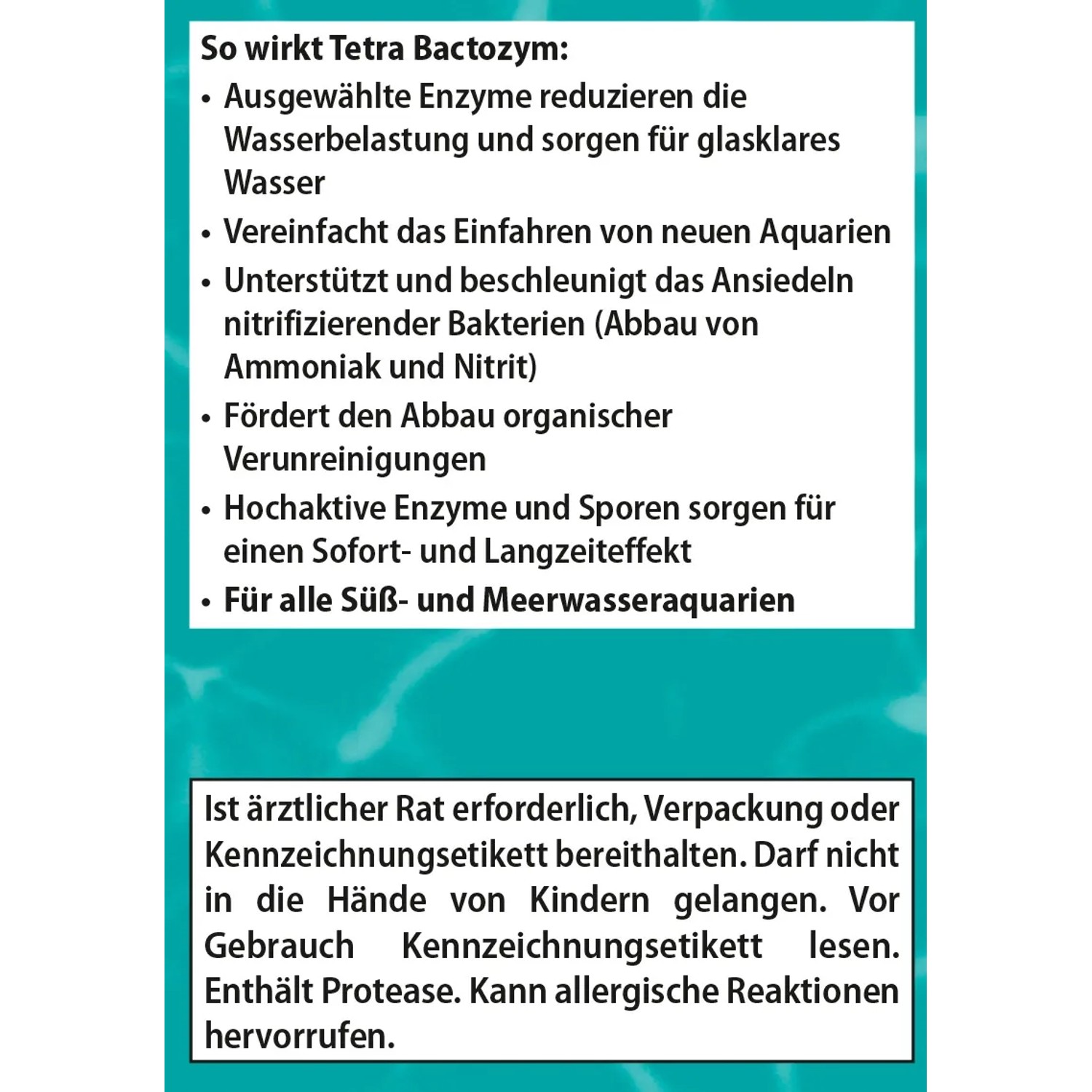 Tetra Bactozym Wasseraufbereiter: Fördert Bioaktivität und reduziert Wasserbelastung im Aquarium.