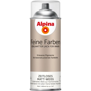 Alpina Feine Farben Sprühlack Zeitloses Matt-Weiss, 400ml Dose. Buntlack-Spray für Innen.