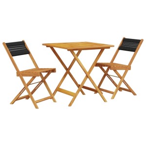 vidaXL Bistro-Set, 3-teilig, schwarz, aus Akazienholz, klappbar. Ideal für Garten und Balkon.
