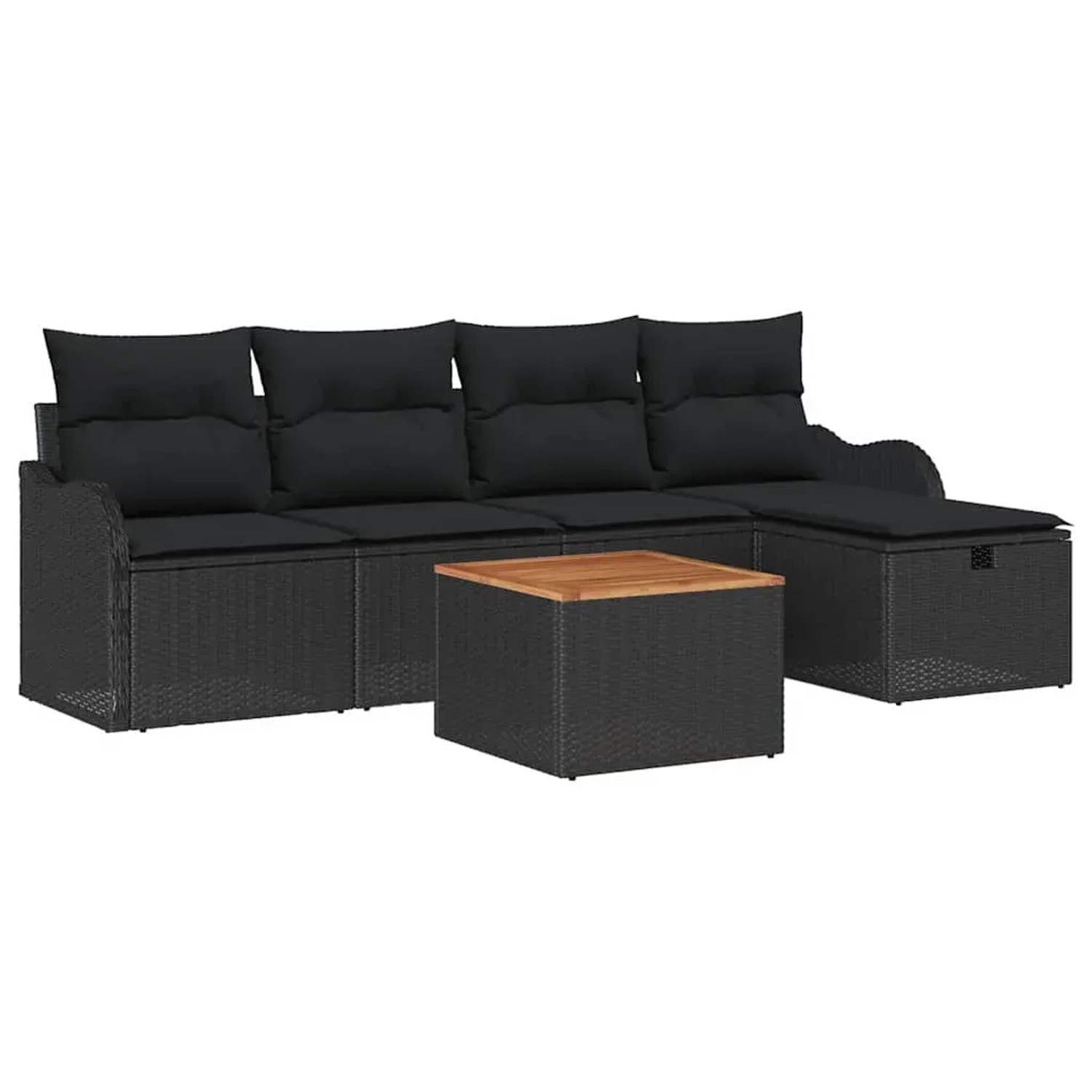 vidaXL Garten-Sofa-Set mit Kissen 6-Tlg Schwarz Poly Rattan 3359478 günstig online kaufen