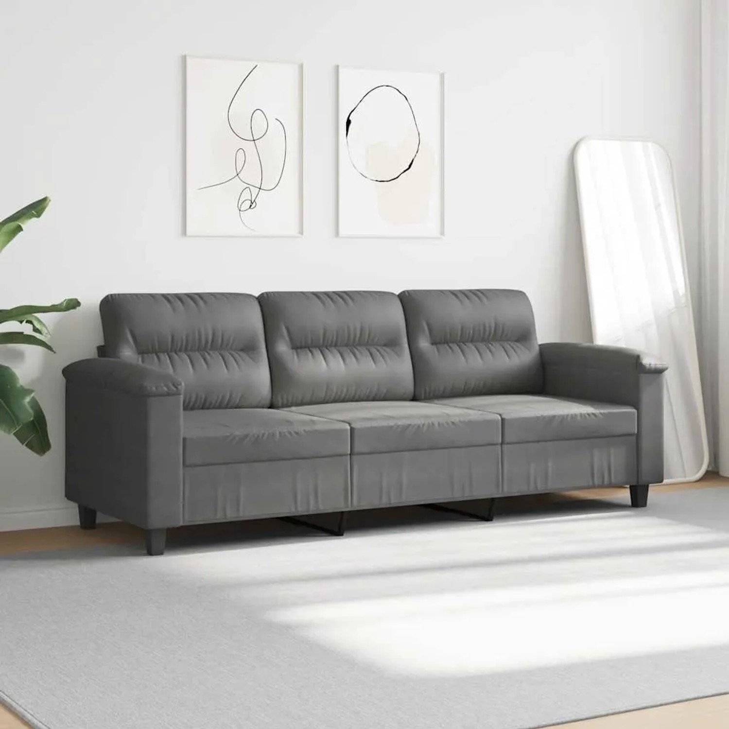 vidaXL 3-Sitzer-Sofa Dunkelgrau 180 cm Mikrofasergewebe 359569 günstig online kaufen