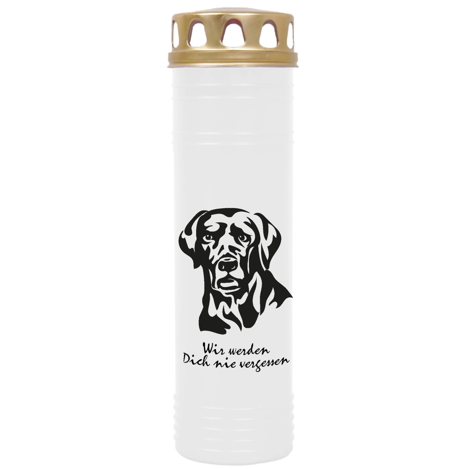 HS Candle Grabkerze Weiß 170h Deckel Gold Labrador günstig online kaufen