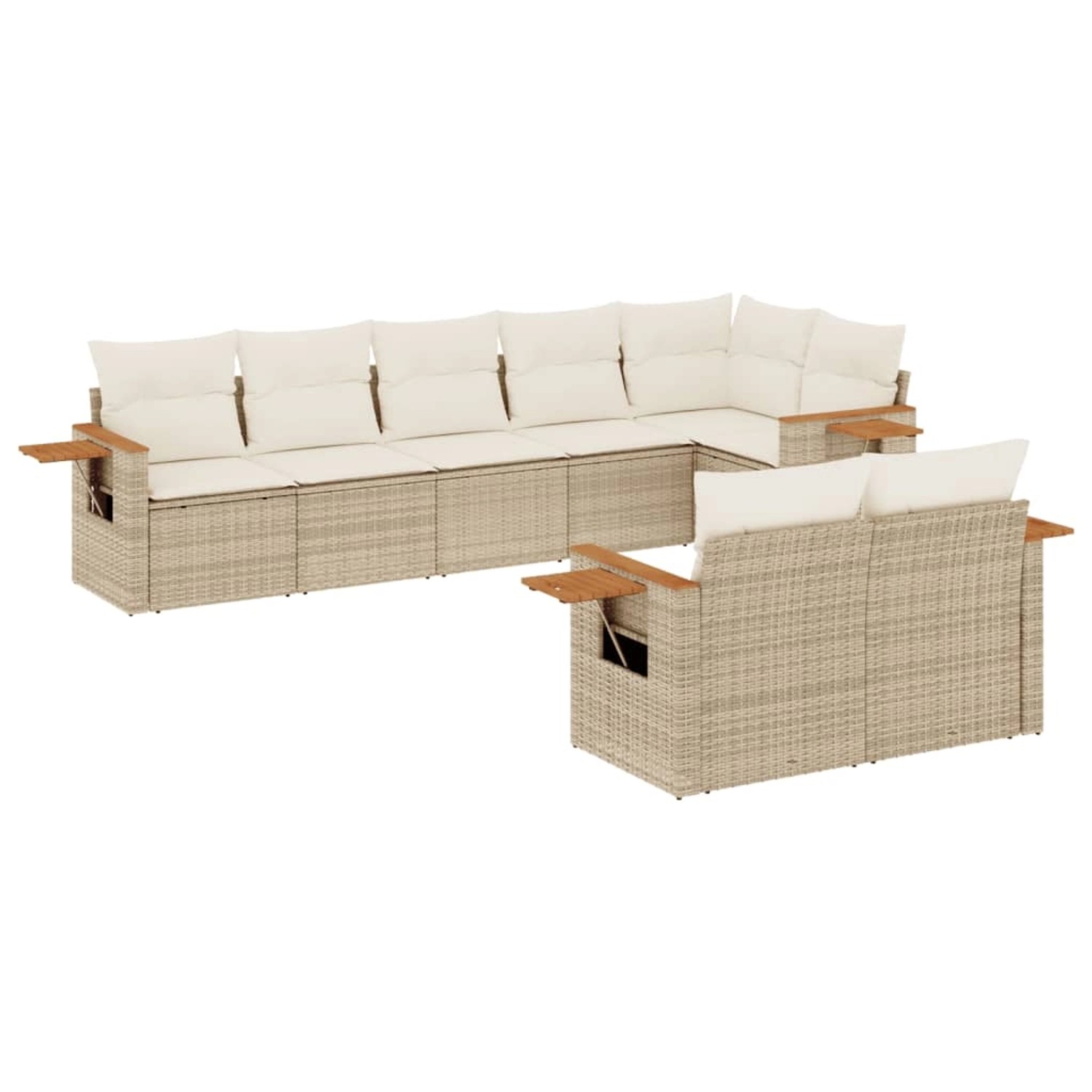 vidaXL 8-Tlg Garten-Sofagarnitur mit Kissen Beige Poly Rattan 3226989 günstig online kaufen