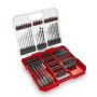 Einhell 95-teiliges Impact-Bit- und Bohrer-Set im XL-Case, sortiert in roter Box mit transparentem Deckel.