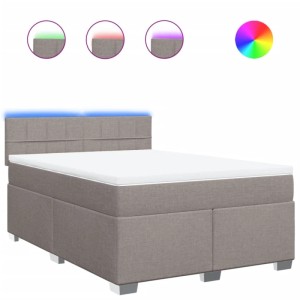 vidaXL Boxspringbett mit Matratze Taupe 160x200 cm Stoff 3288243
