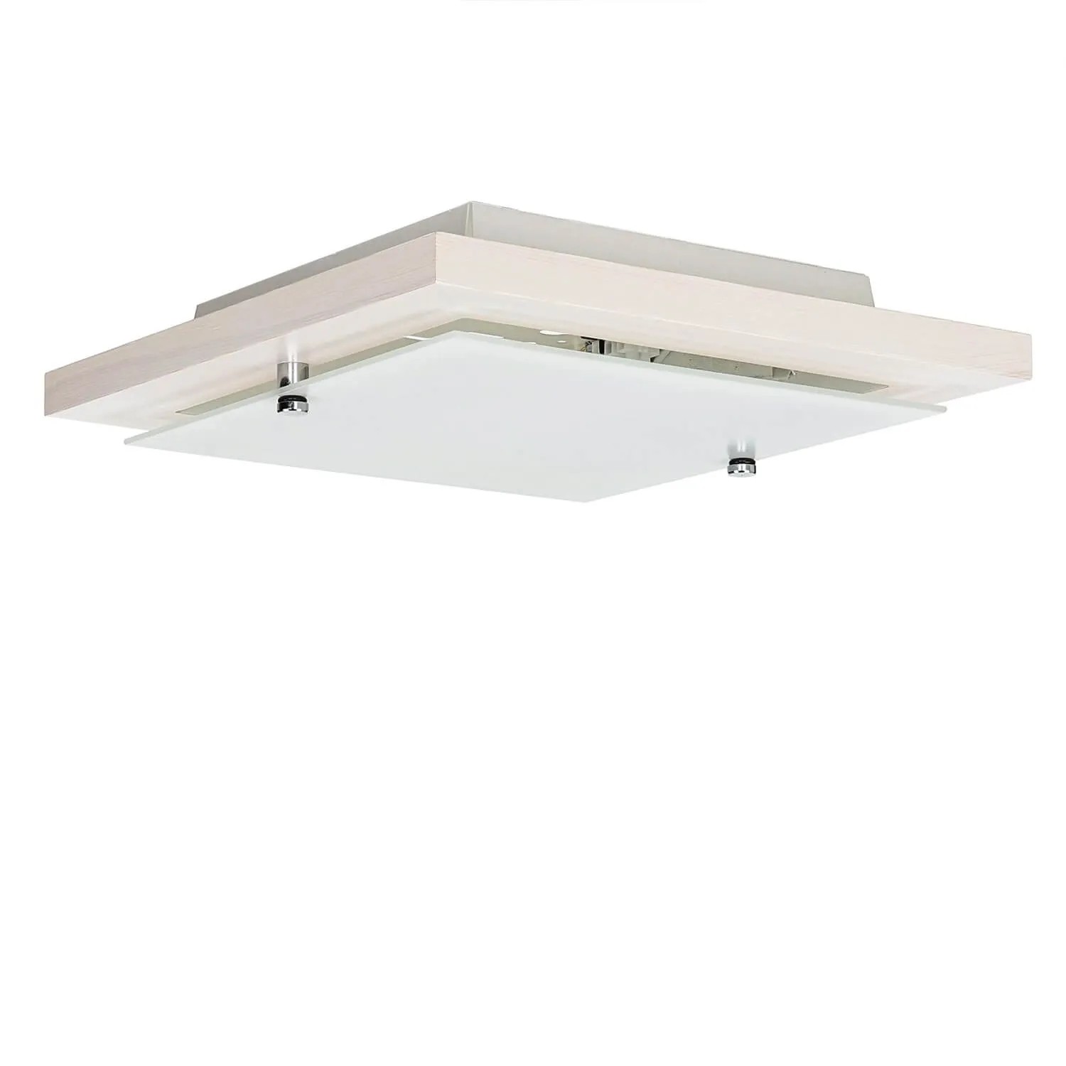 Licht-Erlebnisse Deckenleuchte Holz E27 30 cm Breit Weiß Eckig Modern