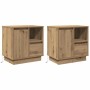 vidaXL Nachttisch mit 2 Stk Eiche Handwerklich 50 x 34,5 x 50 cm 869593