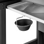 Schwarze Fettauffangschale und silberne Fettwanne des Taino Compact 3+0 Gasgrills. Praktisches Fettsammelsystem.