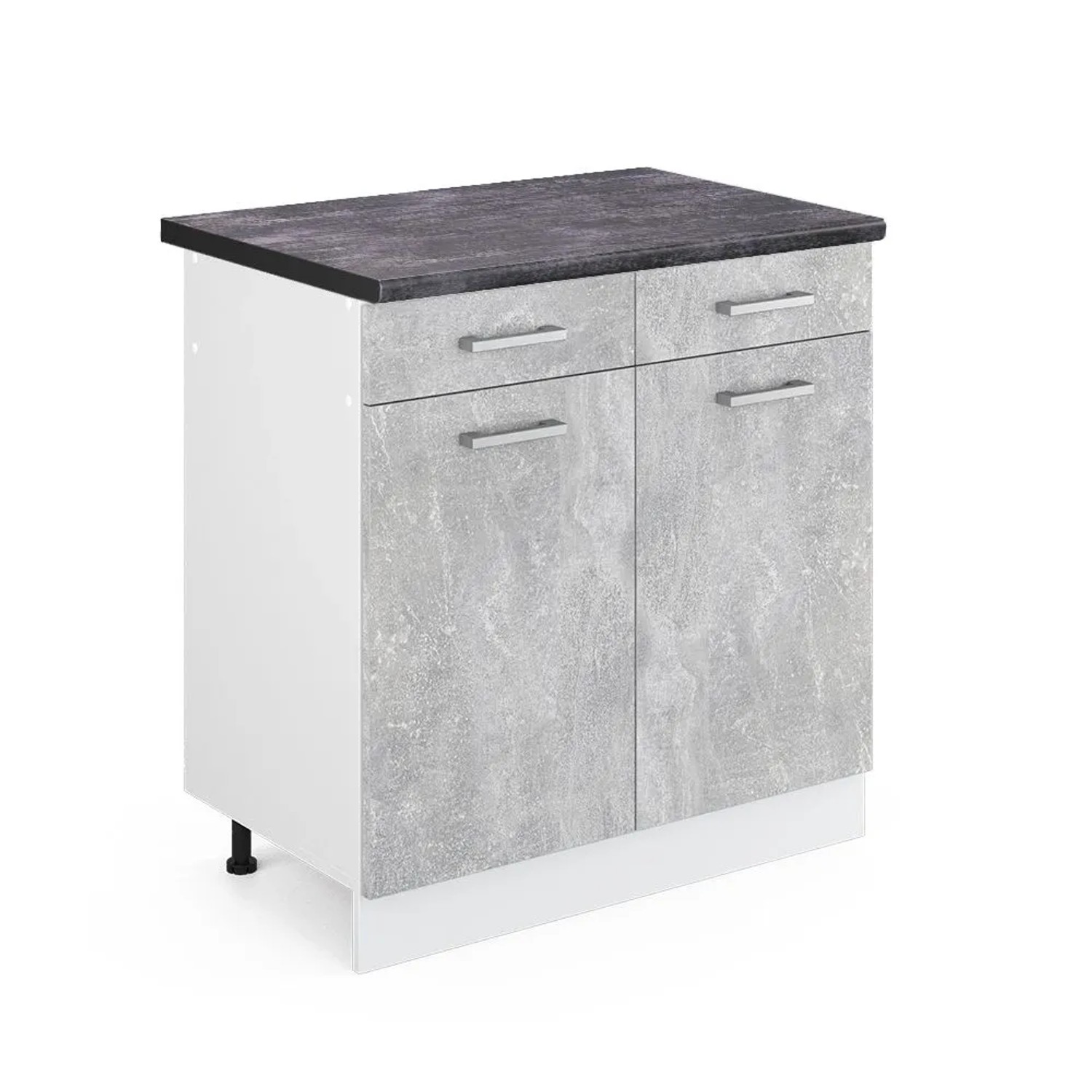 Vicco Küchenunterschrank R-Line Schubladenschrank für die Küche Beton Weiß 80 cm AP Anthrazit