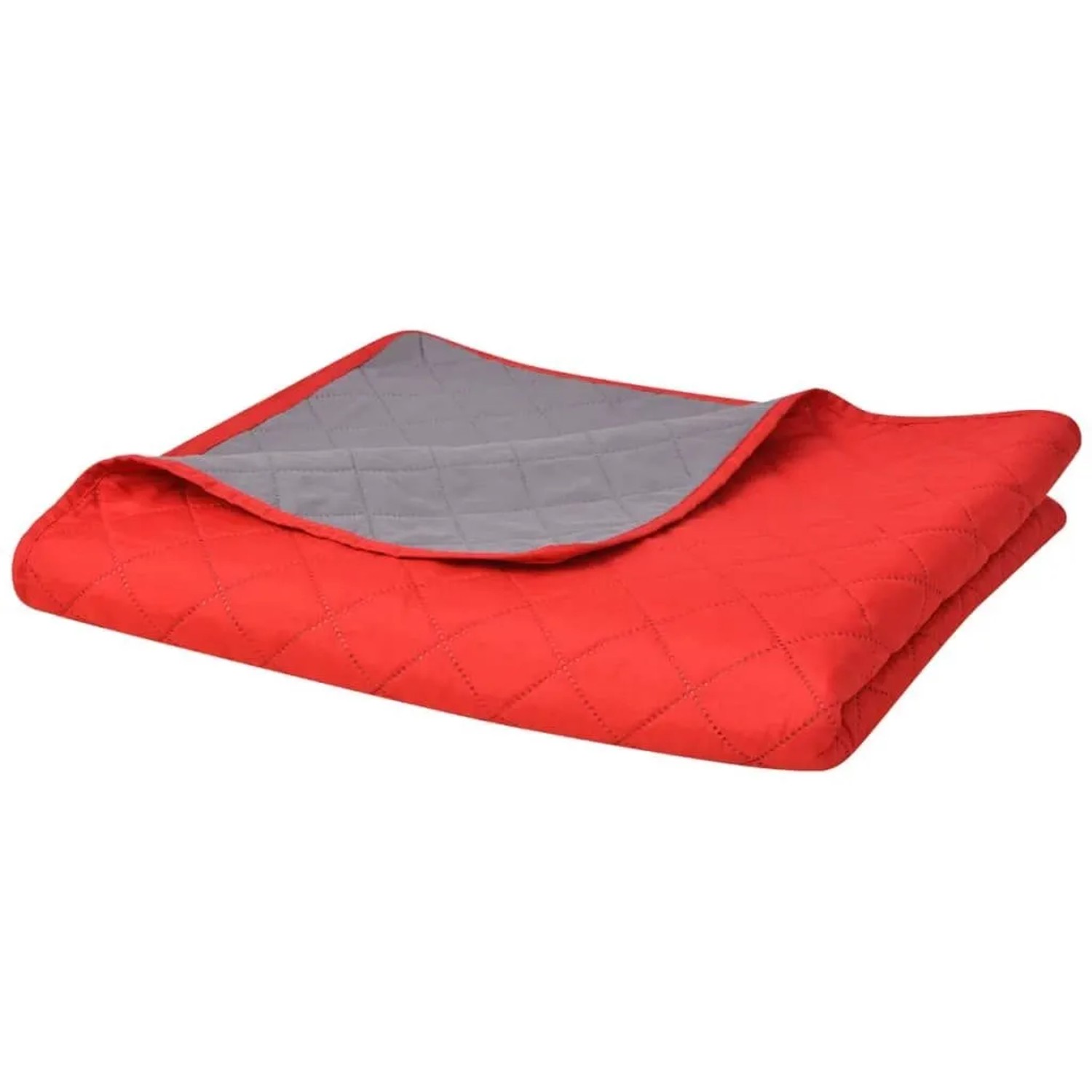 vidaXL Zweiseitige Tagesdecke Gesteppt Rot und Grau 220x240 cm 131556