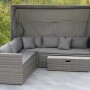 Graue Gartenmöbel Lounge-Gruppe San Marco mit Dach und Kissen auf Terrasse.