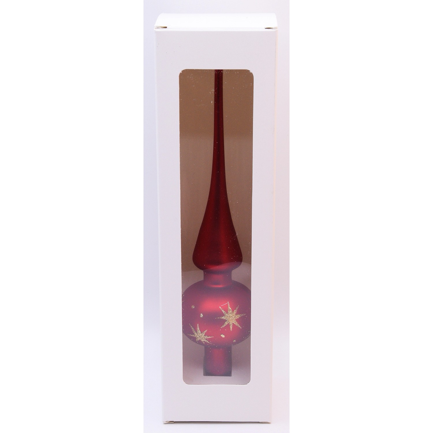 Vitbis Glas-Weihnachtsbaumspitze 6 cm Dekor Rot-Matt günstig online kaufen