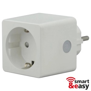 Weißer Smart & Easy WiFi Steckdosenadapter für programmierbares Schalten.