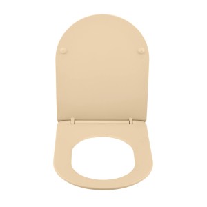 Wenko WC-Sitz Galati, beige, aus Duroplast mit Absenkautomatik und D-Form.