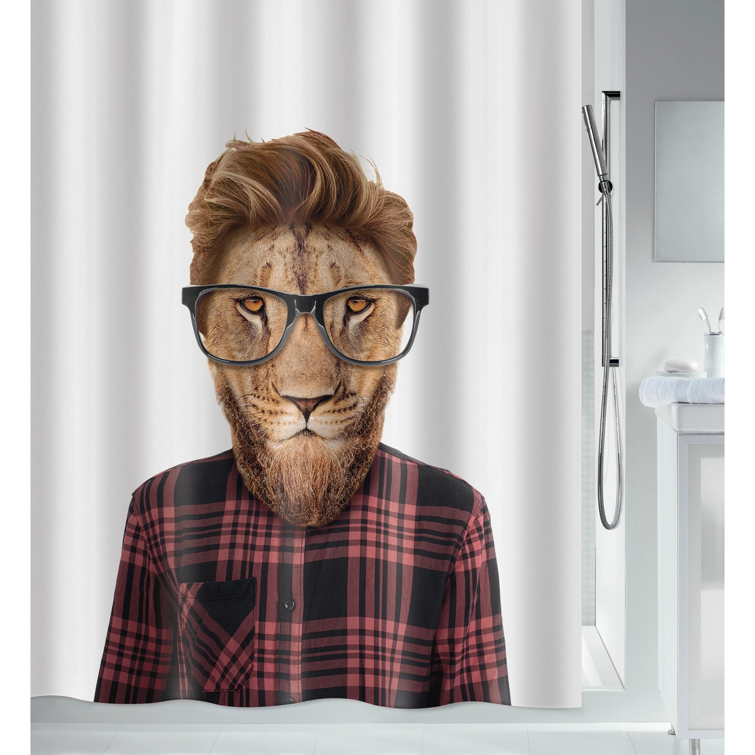 Spirella Duschvorhang Smartlion 180 cm x 200 cm Mehrfarbig günstig online kaufen